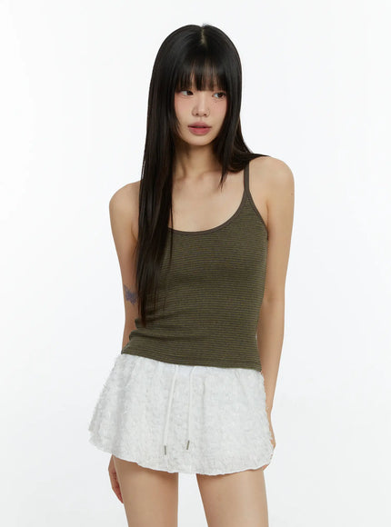 striped-round-neck-tank-top-cf510 / Dark green