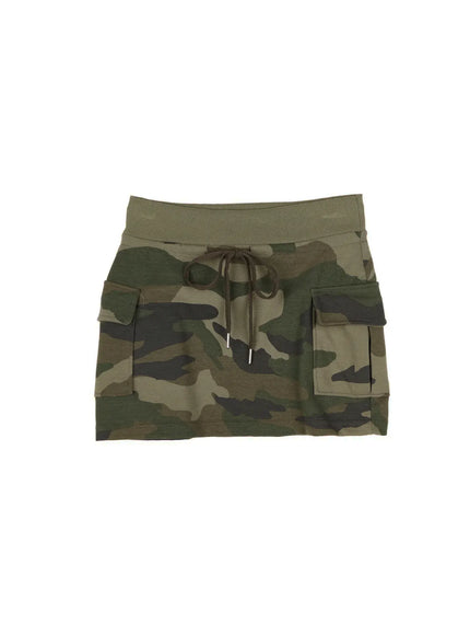 camo-pocket-mini-skirt-cy518 / Dark green