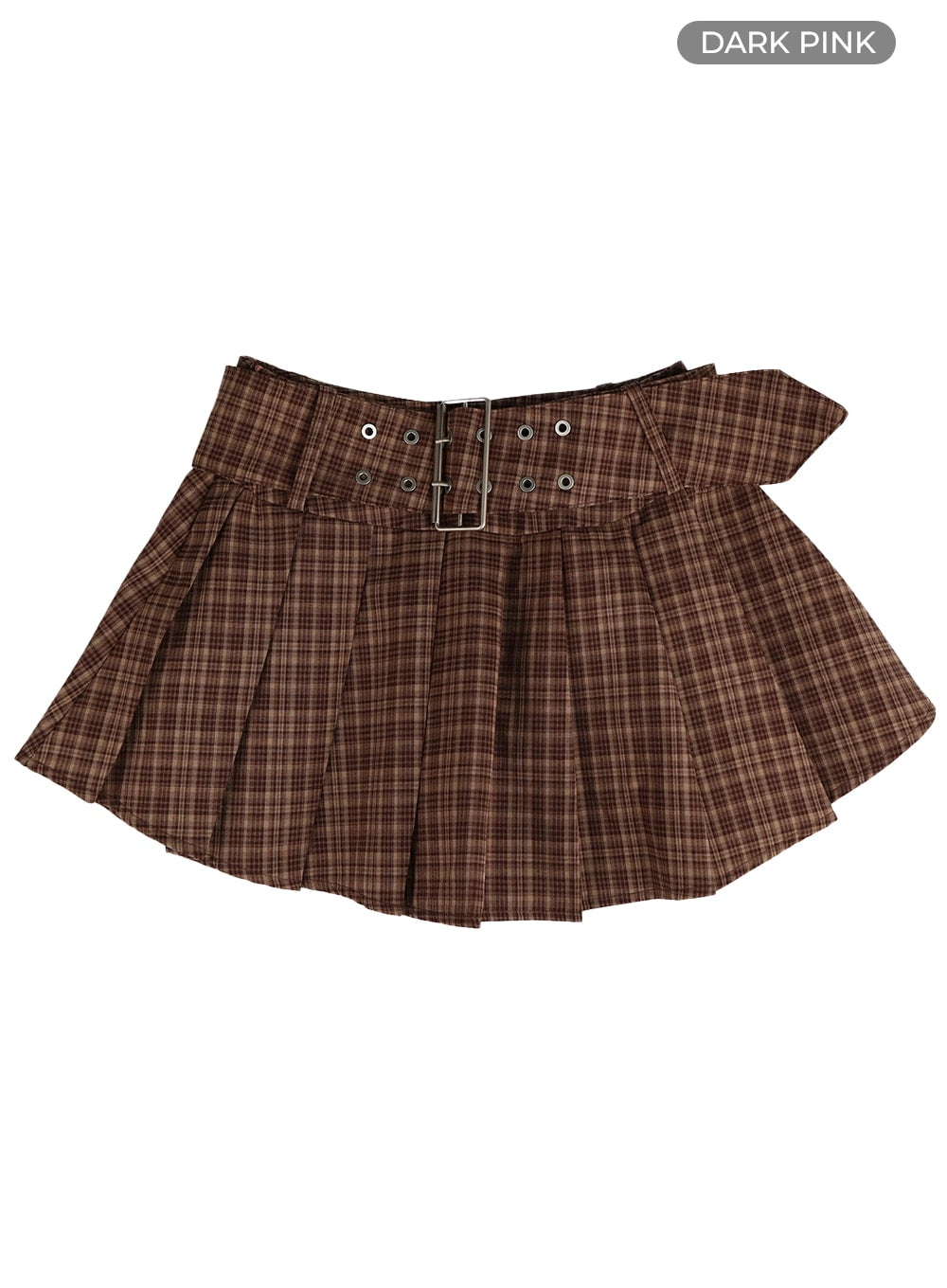 Wide Belt Checkered Mini Skirt CF429 - Korean Women's Fashion | LEWKIN