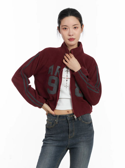 slim-fit-graphic-fleece-zip-up-cd509 / Dark red