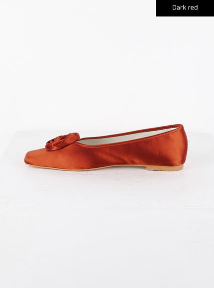 rose-corsage-square-toe-ballet-flats-cd315 / Dark red
