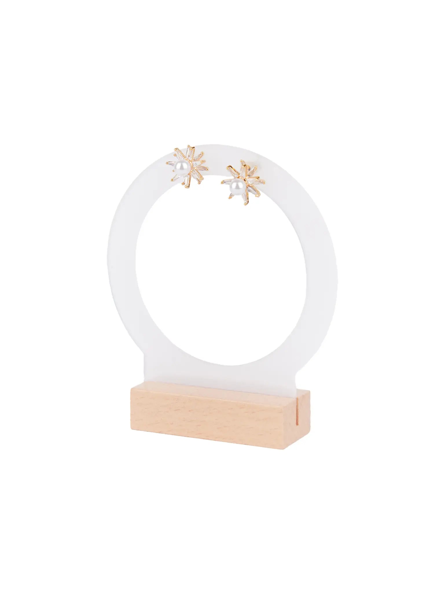 radiant-sun-faux-pearl-stud-earrings-cs518 / Gold