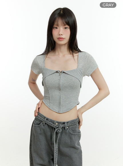 square-neck-rayon-crop-top-cg402 / Gray