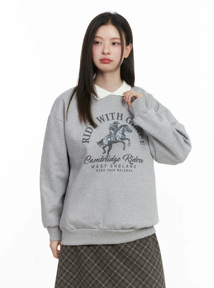 graphic-fleeced-sweatshirt-cj506 / Gray