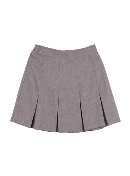 spandex-pleated-mini-skirt-od403 / Gray