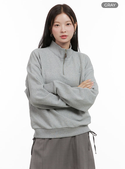 half-zip-up-solid-sweatshirt-og416 / Gray