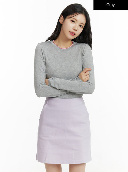 slim-fit-basic-long-sleeve-tee-of408 / Gray