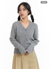 v-neck-knit-cardigan-om427 / Gray