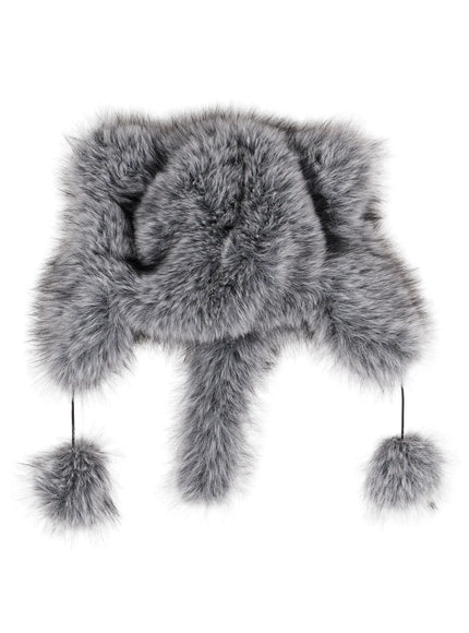 fax-fur-winter-beanie-cj513 / Gray