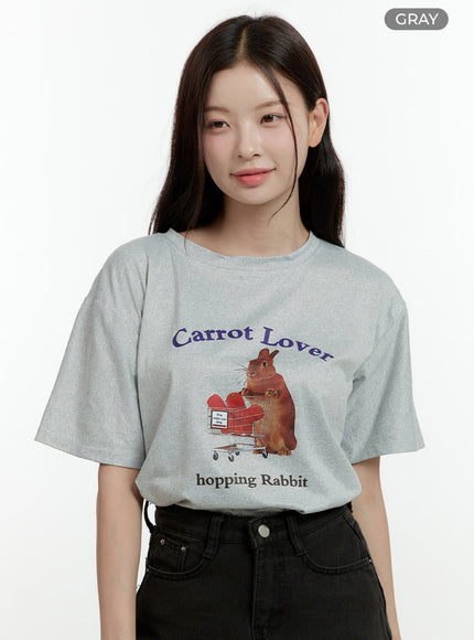 carrot-love-rabbit-graphic-tee-ol422 / Gray