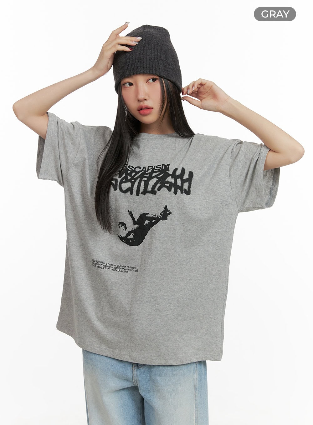 graphic-oversized-t-shirt-cy423 / Gray