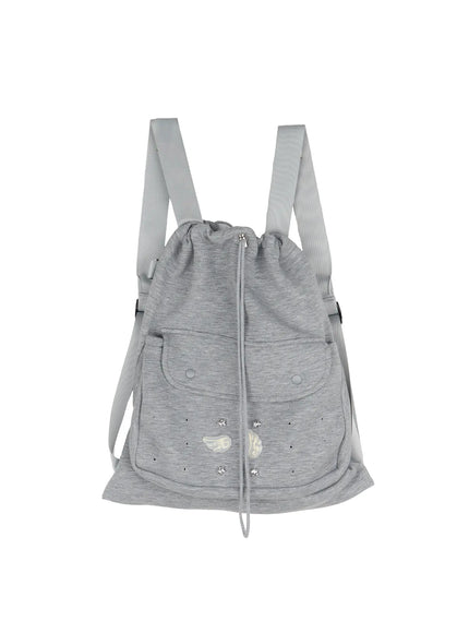 trendy-patch-backpack-cd519 / Gray