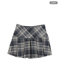 pleated-checkered-mini-skirt-cg430 / Gray