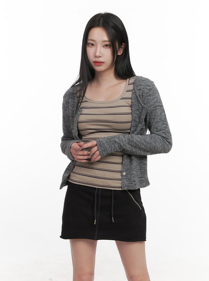 essential-slim-fit-cardigan-cj517 / Gray