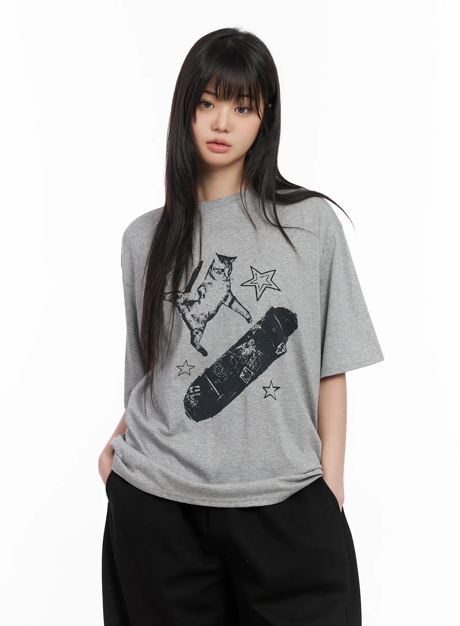 graphic-skateboarding-t-shirt-cm513 / Gray