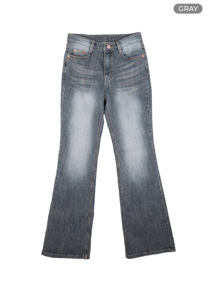 denim-washed-flared-jeans-cm415 / Gray