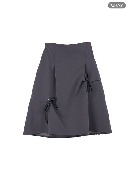 ribbon-charm-midi-skirt-cs424 / Gray