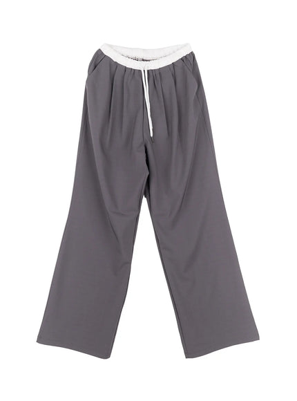 comfy-layered-drawstring-pants / Gray