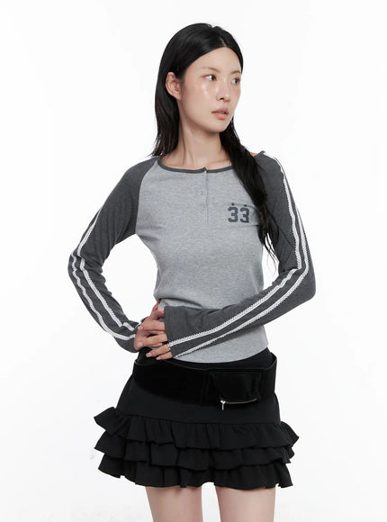 two-tone-lace-detail-top-cs529 / Gray