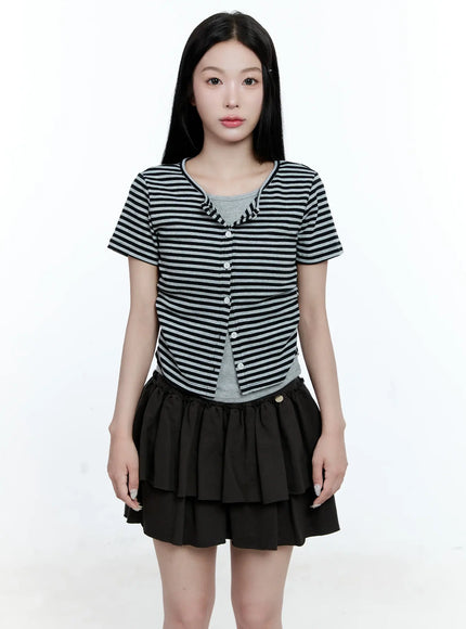 striped-layered-cardigan-cg513 / Gray