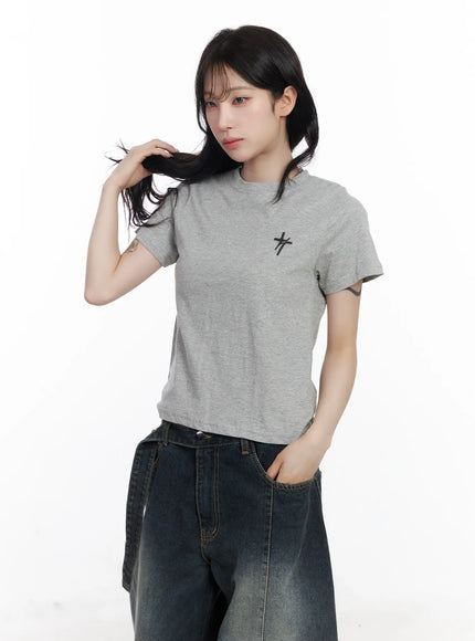graphic-print-crop-tee-cj527 / Gray