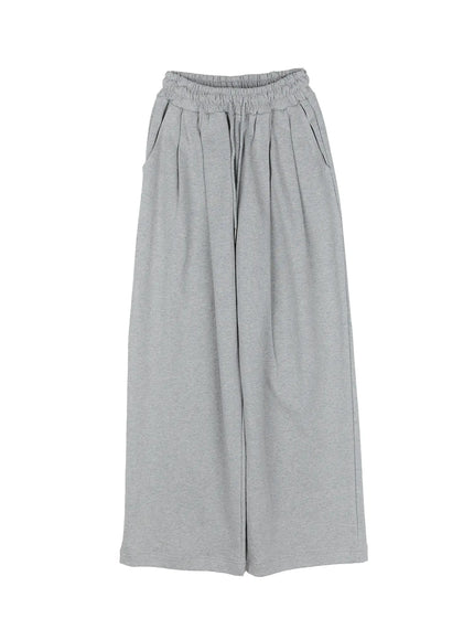 pintuck-wide-leg-trousers-cg513 / Gray