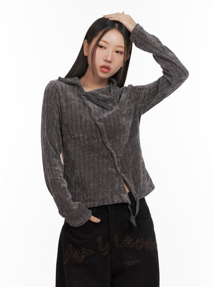 elegant-unbalanced-cardigan-cd413 / Gray