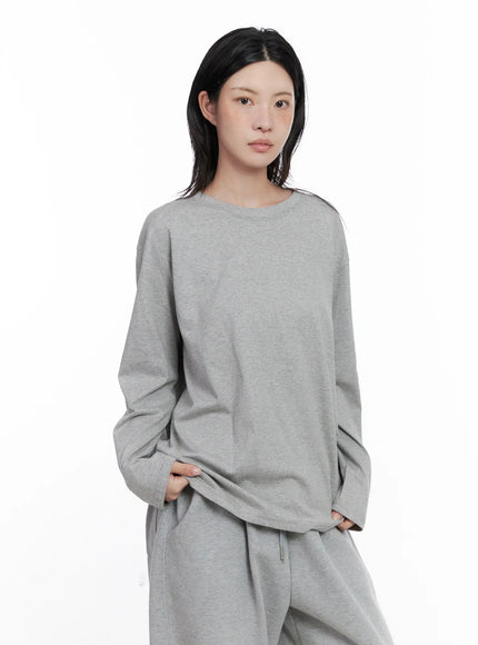 basic-oversized-long-sleeve-tee-cs529 / Gray