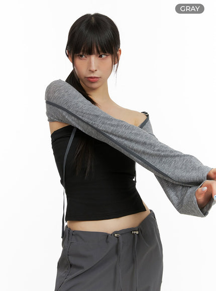 strap-buckle-bolero-top-cu424 / Gray