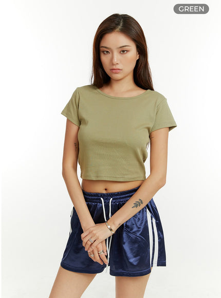 basic-cotton-crop-tee-cu421 / Green