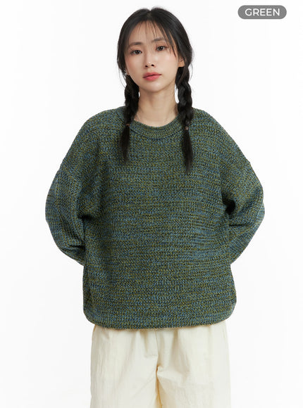 oversized-solid-knit-sweater-om411 / Green