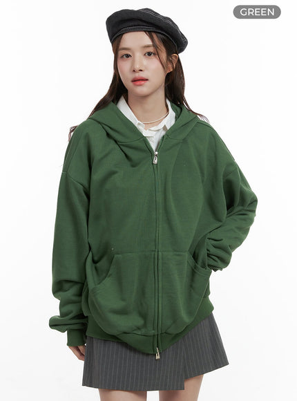 baggy-cotton-long-sleeve-hoodie-os416 / Green