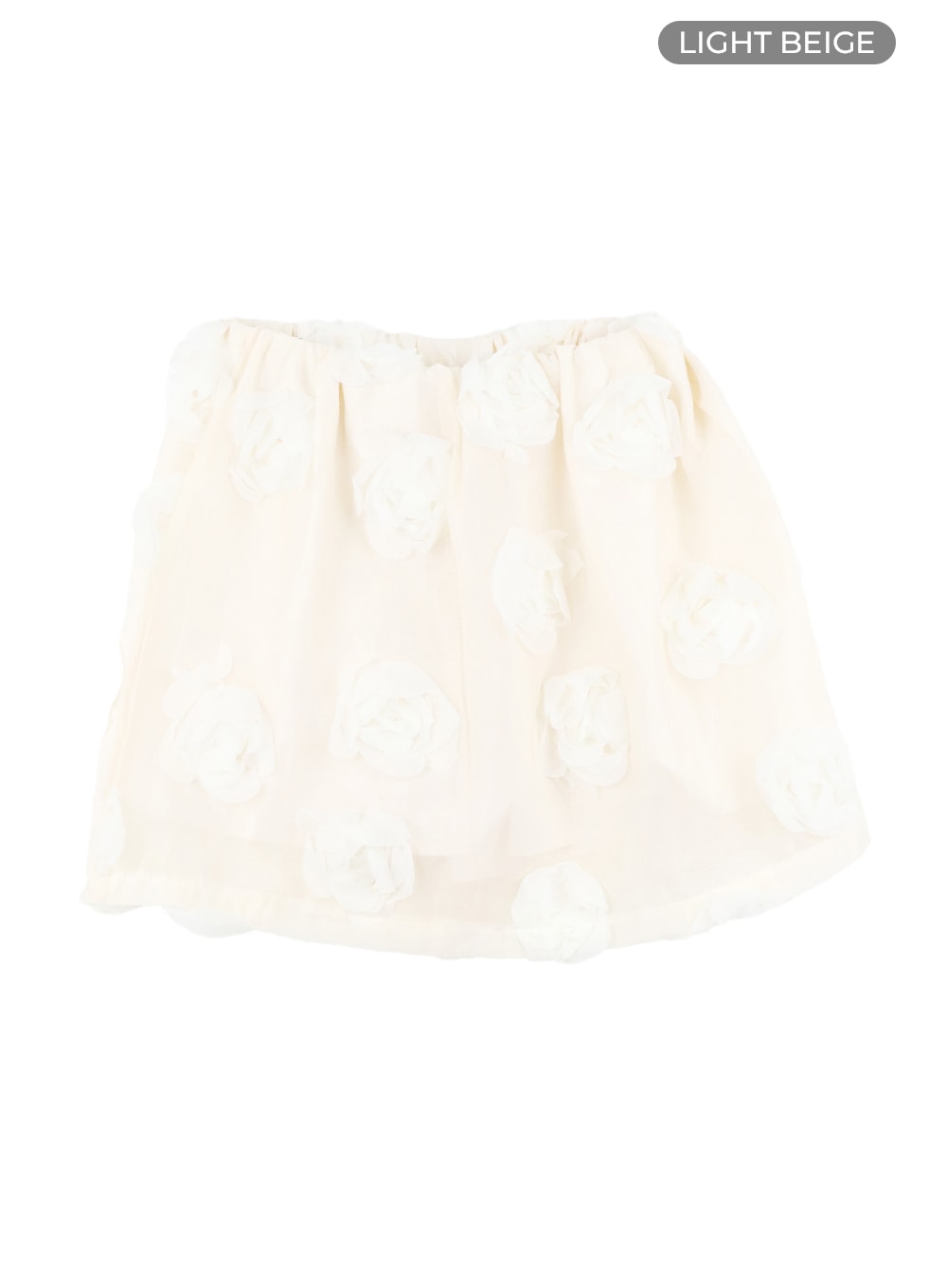 layered-floral-mini-skirt-om428 / Light beige