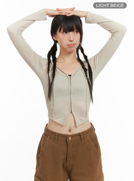 hoodie-crop-top-cg420 / Light beige