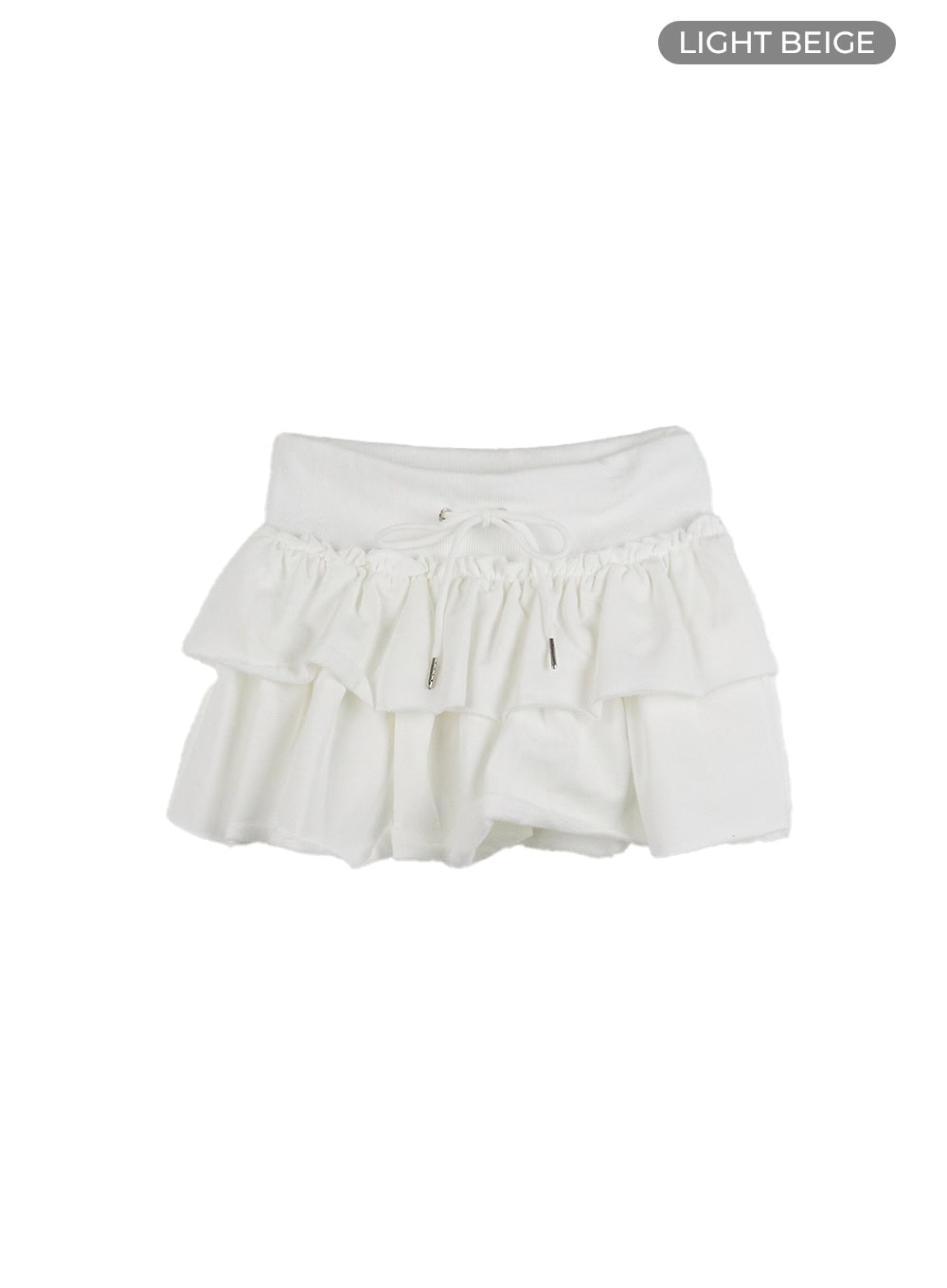 frill-string-mini-skirt-cu420 / Light beige