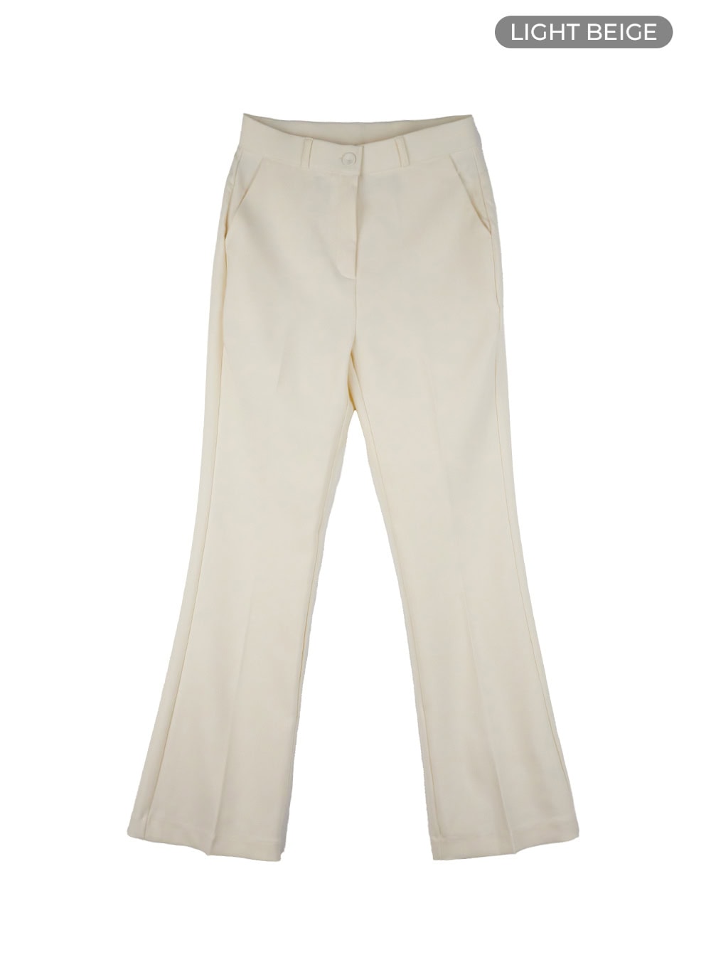 sleek-solid-flared-trousers-os423 / Light beige