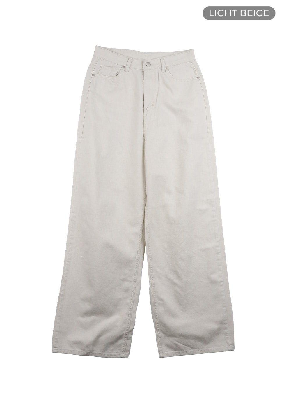 Solid Cotton Loose Fit Straight Jeans OA429 in Light beige, size 3XL