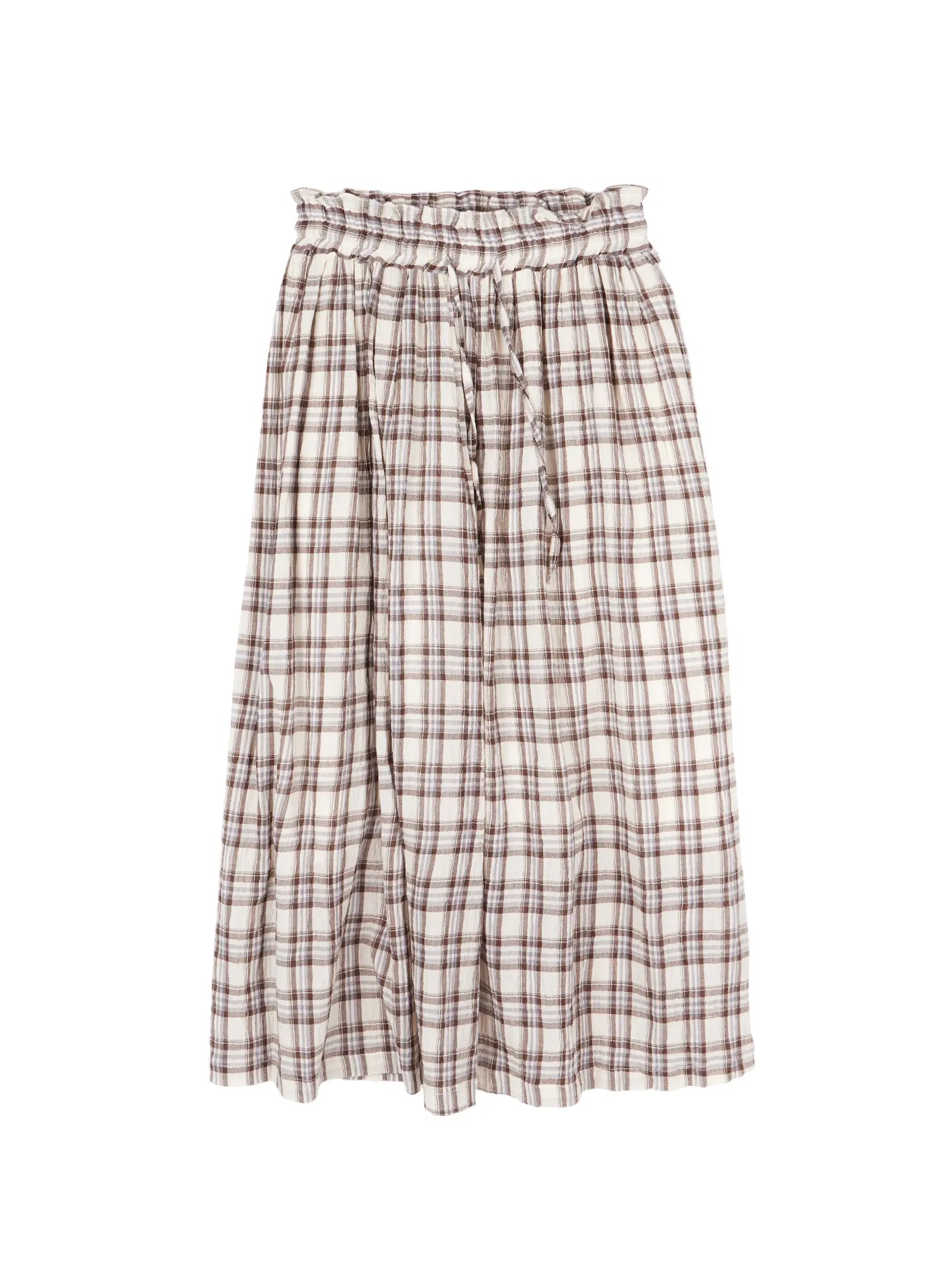 plaid-flare-maxi-skirt-cy519 / Light beige