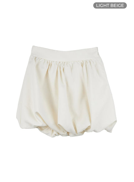 essential-solid-polyester-mini-skirt-os411 / Light beige