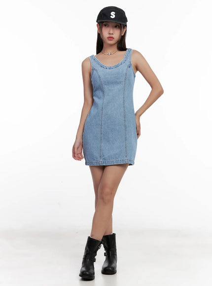 denim-mini-dress-cl521 / Light blue