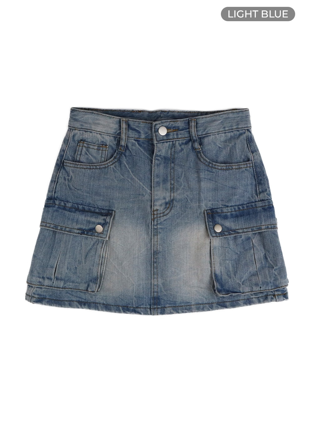 vintage-cargo-pocket-denim-mini-skirt-of427 / Light blue
