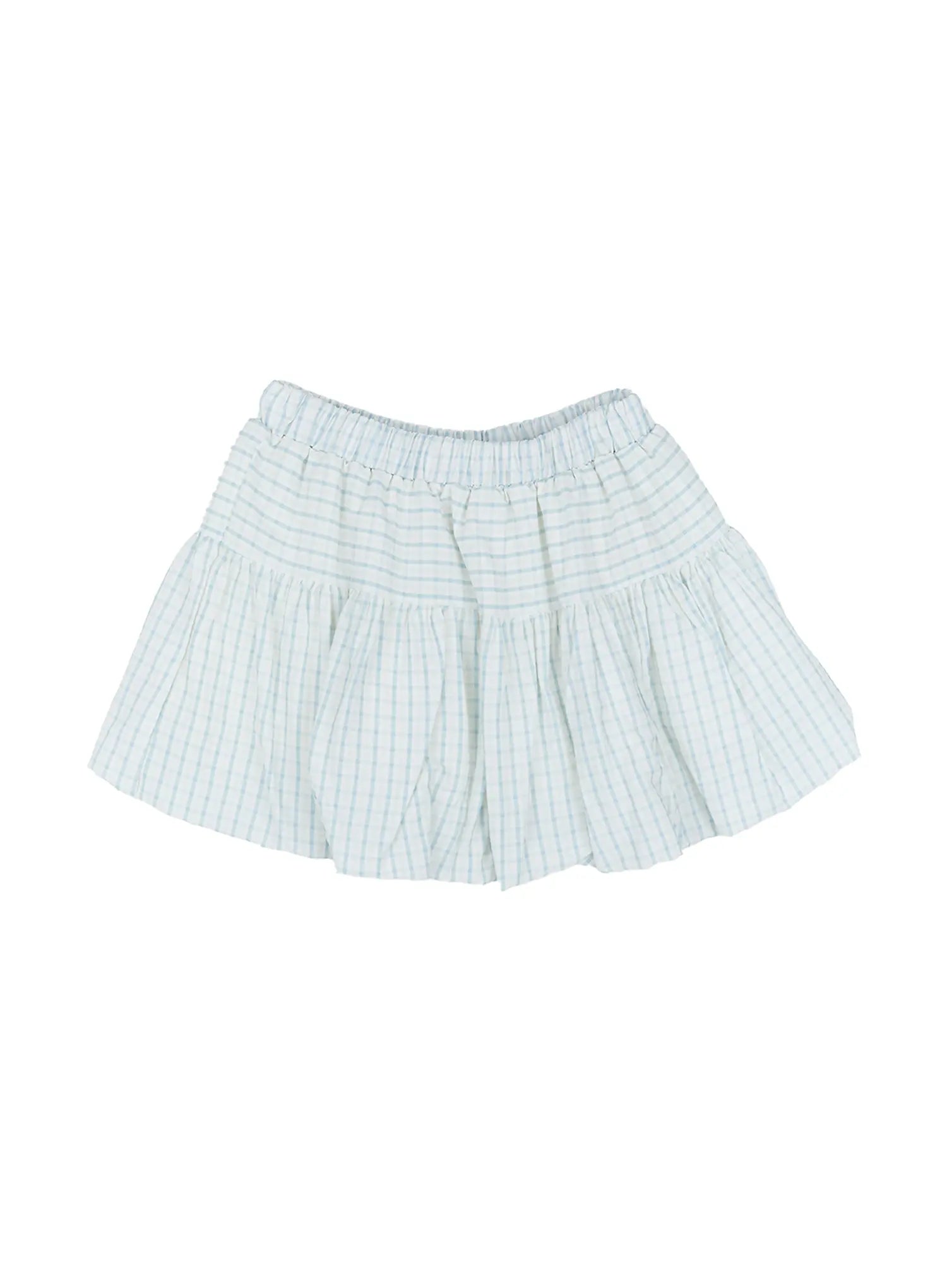 gingham-balloon-mini-skirt-cl530 / Light blue
