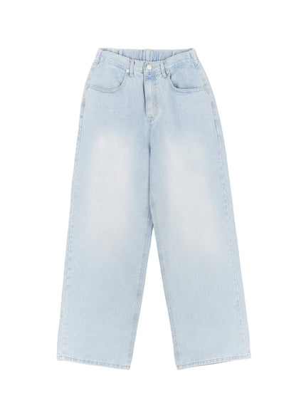 eugene-adjustable-cinched-back-wide-leg-jeans-cm521 / Light blue