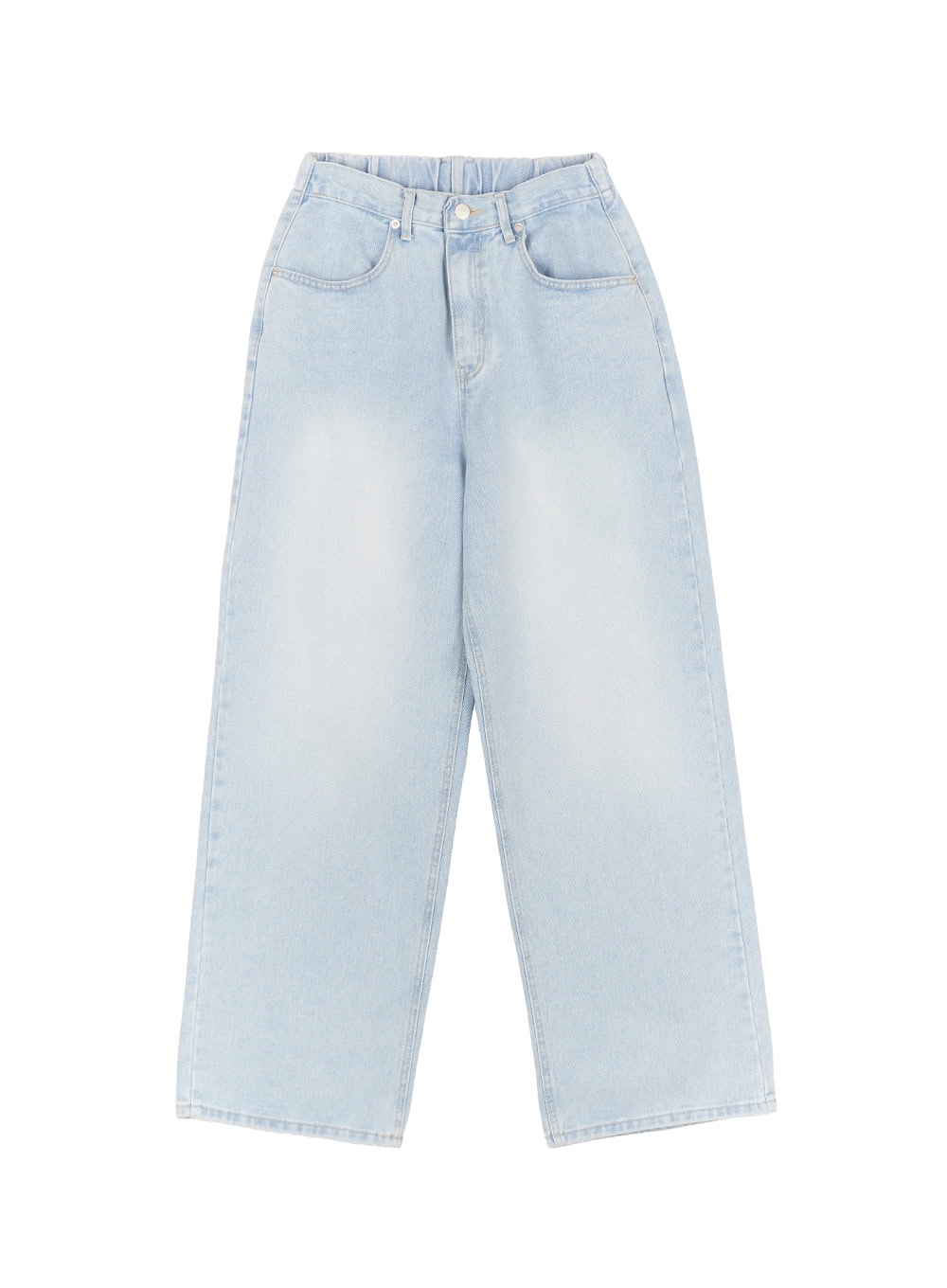 Eugene Adjustable Cinched-Back Wide-Leg Jeans CM521 in Light blue, size 3XL