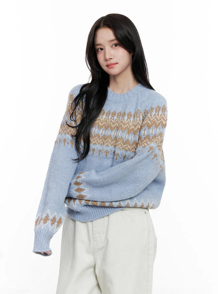 nordic-knit-sweater-co522 / Light blue