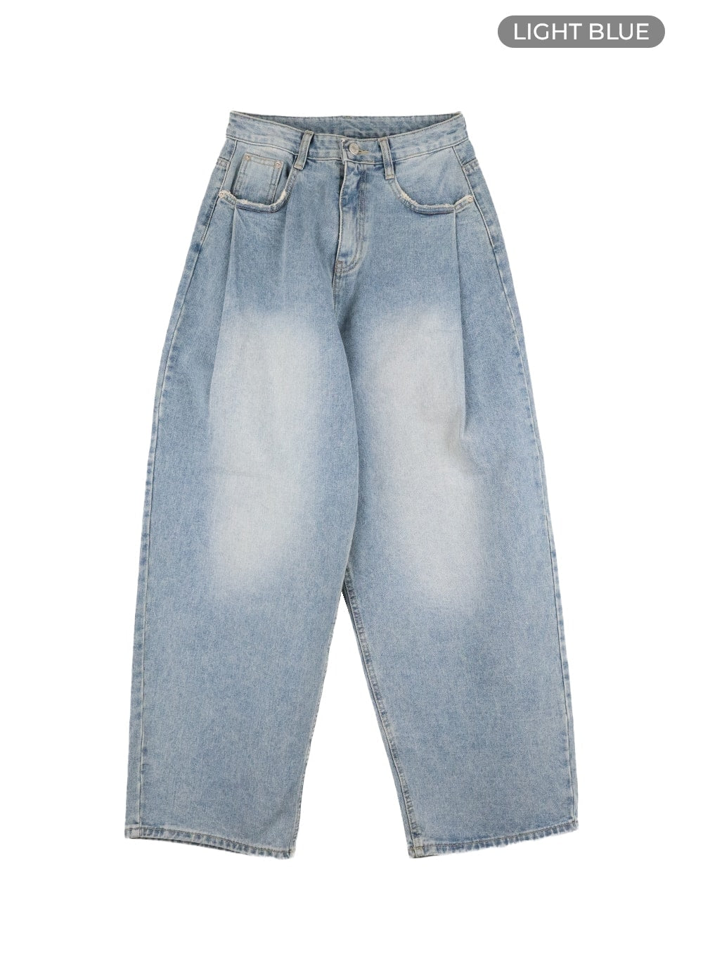 Washed Out Wide Fit Baggy Jeans CA416 in Light blue, size L