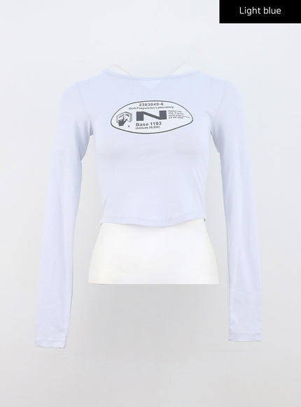 round-neck-graphic-crop-tee-cn306 / Light blue