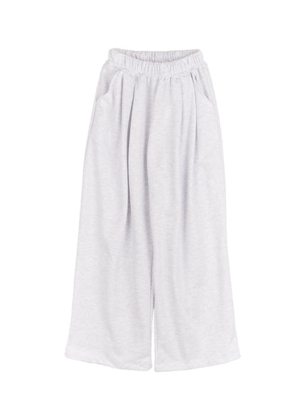 cozy-pintuck-wide-leg-sweatpants-cm517 / Light gray