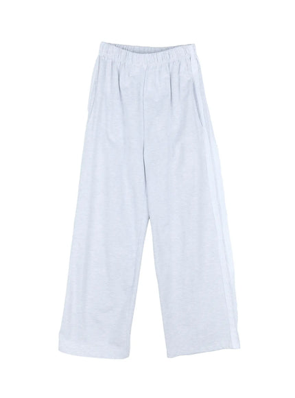 lace-trim-wide-leg-sweatpants-cg511 / Light gray