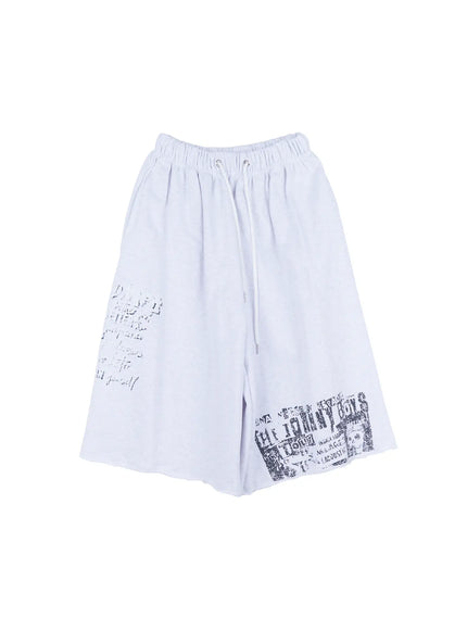 graphic-relaxed-fit-bermuda-sweatshorts-cl521 / Light gray